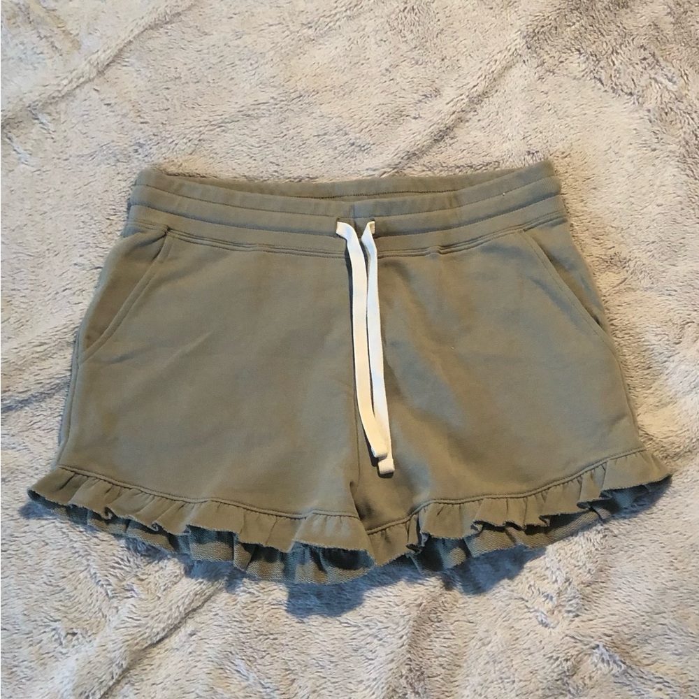 REBECCA MINKOFF Women Medium Green Casual Tie Ruffle Hem Mini Shorts